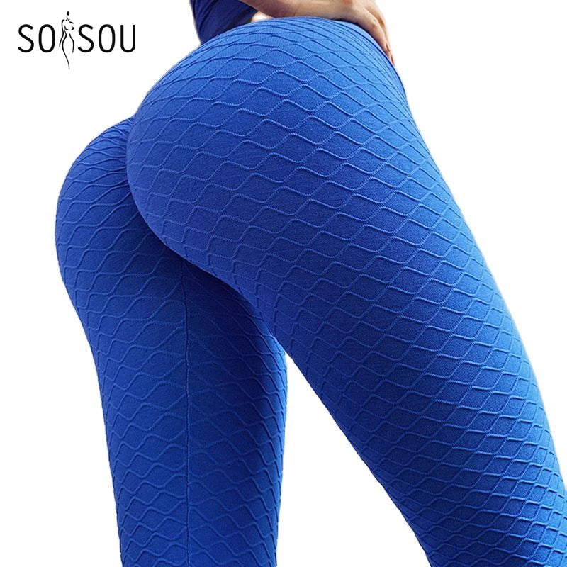 Soisou-calça legging de malha feminina, 5 cores, justa, calça de yoga, elástica, cintura alta, sem costura, esportiva para mulheres